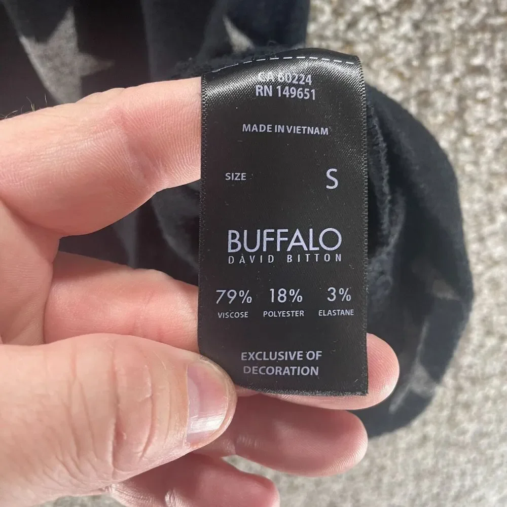 Buffalo David Bitton Sweater Womens Small Black Stars Oversized Pullover Ladies - Picture 7 of 11